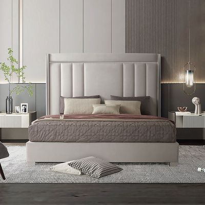 Imeralda 150x200 High Queen Bed - Ivory/Silver - With 2-Year Warranty