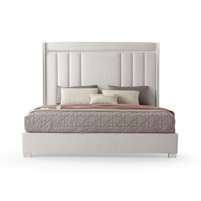 Imeralda 150x200 High Queen Bed - Ivory/Silver - With 2-Year Warranty