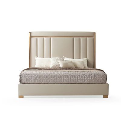 Imeralda 180x200 High King Bed - Light Brown/Brushed Brass - With 2-Year Warranty