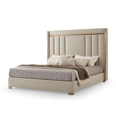 Imeralda 180x200 High King Bed - Light Brown/Brushed Brass - With 2-Year Warranty