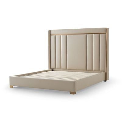 Imeralda 180x200 High King Bed - Light Brown/Brushed Brass - With 2-Year Warranty