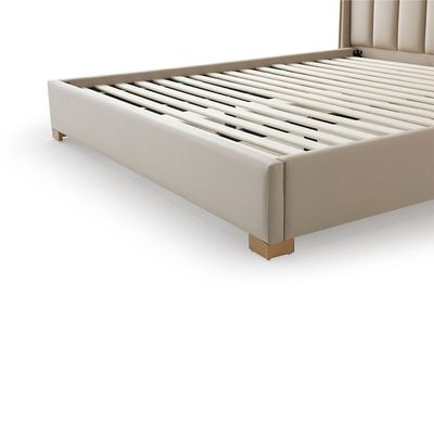 Imeralda  150X200 High Queen Bed - L.Brown/Brushed Brass