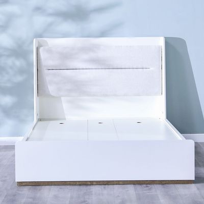 V2 Eliza 180x200 King Bed - Matte White/Oak - With 2-Year Warranty