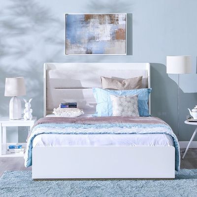 V2 Eliza 150X200 Queen Bed - Matte White / Oak