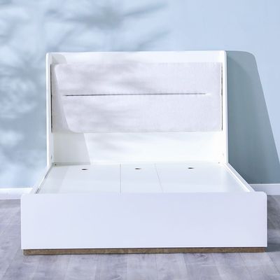 V2 Eliza 150x200 Queen Bed - Matte White/Oak - With 2-Year Warranty
