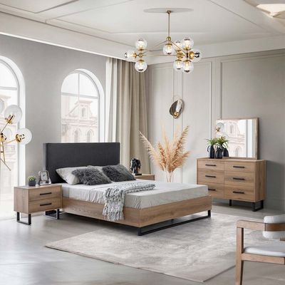 Norden 180x200 King Bed - Dark Grey/African Walnut - With 2-Year Warranty