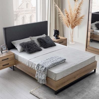 Norden 180x200 King Bed - Dark Grey/African Walnut - With 2-Year Warranty