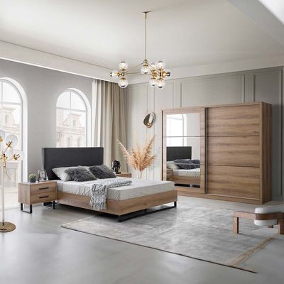 Norden 150 X 200 Queen Bed -Dark Grey/African Walnut