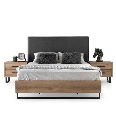 Norden 150x200 Queen Bed - Dark Grey/African Walnut - With 2-Year Warranty