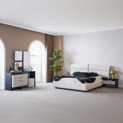 Felix 180X200 King Bedset with Hydraulic Storage  w/Dresser Mirror Pouf  + 2 Night Stands - Grey/Wenge