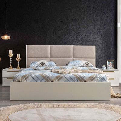 V2 Serenity 180x200 King Bed - Mud Cream/Golden - With 2-Year Warranty