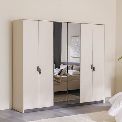 Siena 6 Door Wardrobe - Cream/Black