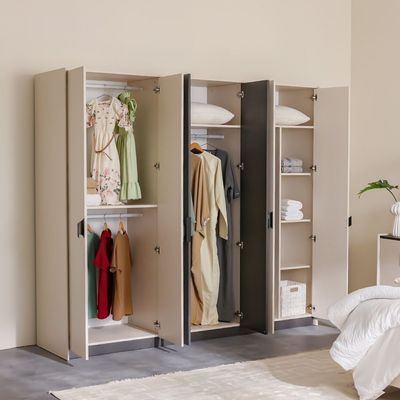 Siena 6 Door Wardrobe - Cream/Black