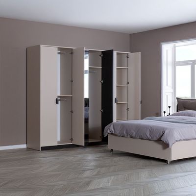 Siena 6 Door Wardrobe - Cream/Black