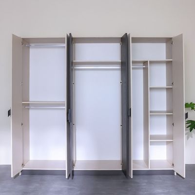 Siena 6-Door Wardrobe - Cream/Black - With 2-Year Warranty