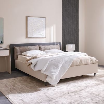 Siena 180 x 200 King Bedroom Set w/Hydraulic Storage- Cream/Grey/Black