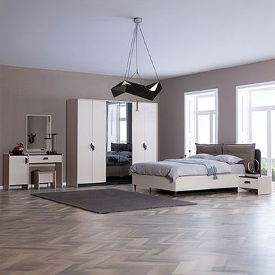 Siena  180 x 200 King Bed w/Hydraulic Storage- Cream/Grey/Black