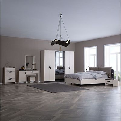 Siena  180 x 200 King Bed w/Hydraulic Storage- Cream/Grey/Black