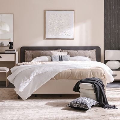 Siena  180x200 King Bed with Hydraulic Storage - Cream/Grey/Black - With 2-Year Warranty