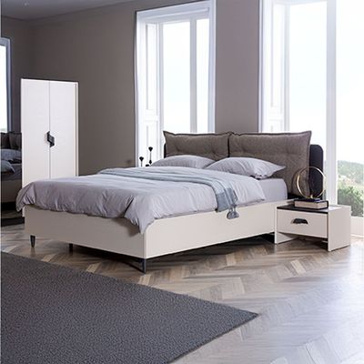 Siena  180 x 200 King Bed w/Hydraulic Storage- Cream/Grey/Black