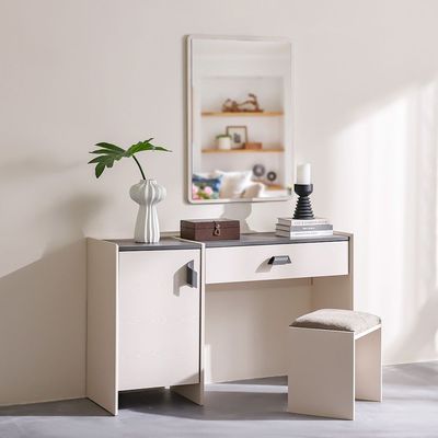 Siena Dresser with Mirror and Stool - Cream/Black - With 2-Year Warranty