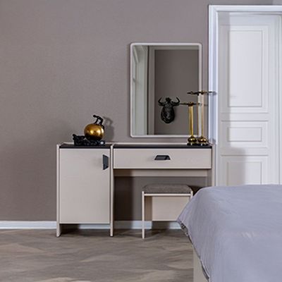 Siena Dresser with Mirror and Stool -Cream/Black