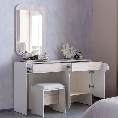 Ralfah Dresser with Mirror and Stool -Beige