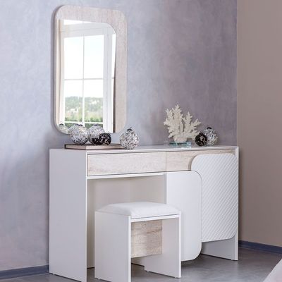 Ralfah Dresser with Mirror and Stool -Beige