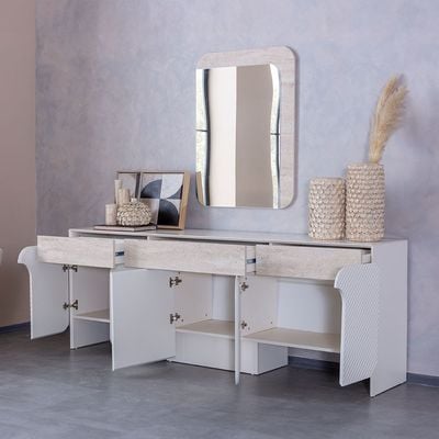 Ralfah Dresser with Mirror and Stool -Beige