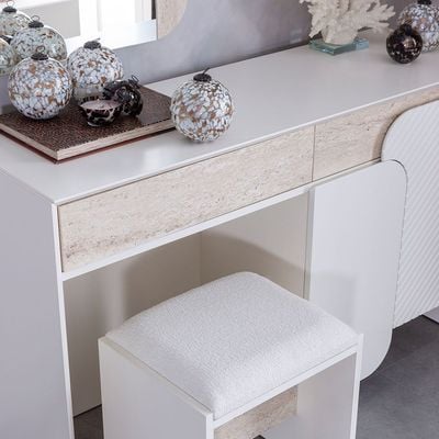 Ralfah Dresser with Mirror and Stool -Beige