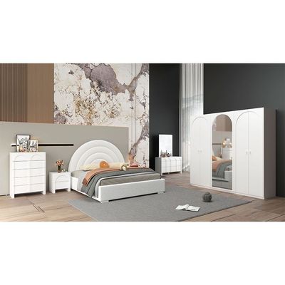 Calm 150x200 Upholstered Queen Bedroom Set - Cream - With 2-Year Warranty