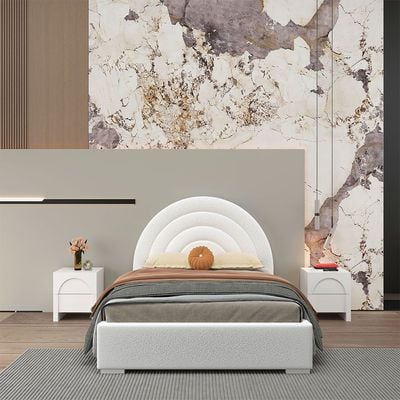 Calm 150x200 Upholstered Queen Bed - Cream - With 2-Year Warranty