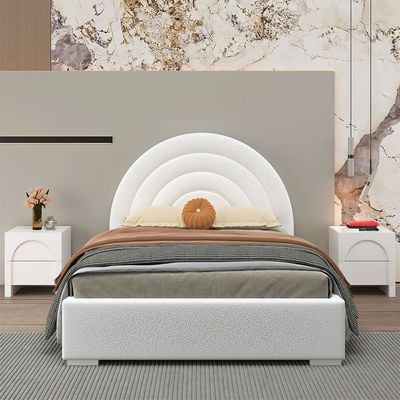 Calm 150x200 Upholstered Queen Bed - Cream - With 2-Year Warranty