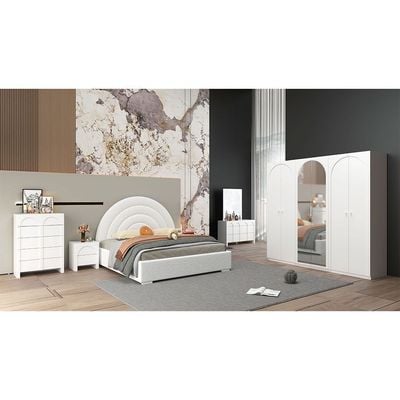 Calm 180 X 200 Upholstered King Bedroom Set- Cream