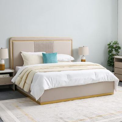 Margaret 180x200 King Bedroom Set - Beige/Gold - With 2-Year Warranty