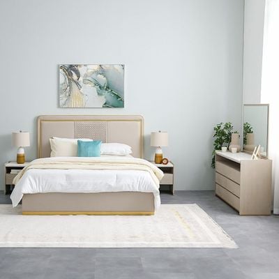 Margaret 180x200 King Bedroom Set - Beige/Gold - With 2-Year Warranty