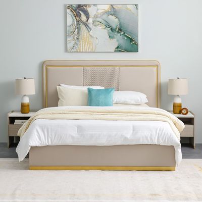 Margaret 180x200 King Bed - Beige/Gold - With 2-Year Warranty