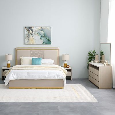 Margaret 180x200 King Bed - Beige/Gold - With 2-Year Warranty