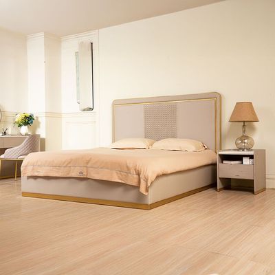 Margaret 180X200 King Bed - Beige / Gold