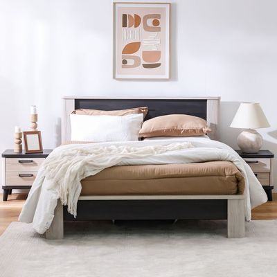 Kirwin 150x200 Queen Bed - Grey Oak/Black - With 2-Year Warranty
