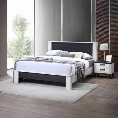 Kirwin 150x200 Queen Bed - Grey Oak/Black - With 2-Year Warranty