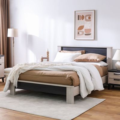 Kirwin 180x200 King Bed - Grey Oak/Black - With 2-Year Warranty
