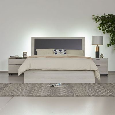 Pletora 180 X 200 King Bedroom Set w/  LED Lights - Grey oak