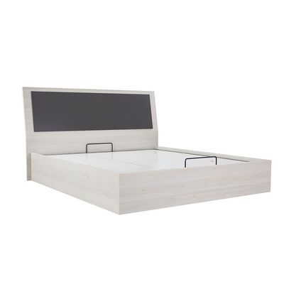 Pletora 180x200 King Bed with LED Lights and Hydraulic Underbed Storage - Grey Oak - With 2-Year Warranty
