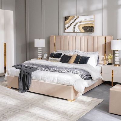 New Poliana 200x200 Super King Bed - Beige - With 2-Year Warranty