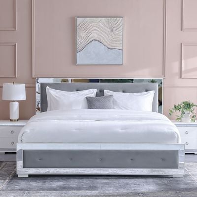 Ezekiel 200X200 Super King Bed - White / Silver