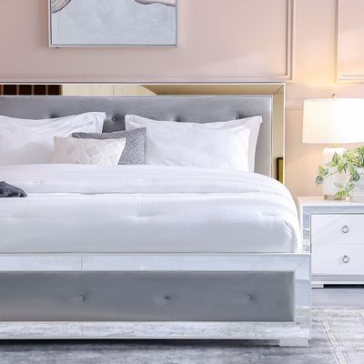 Ezekiel 200X200 Super King Bed - White / Silver