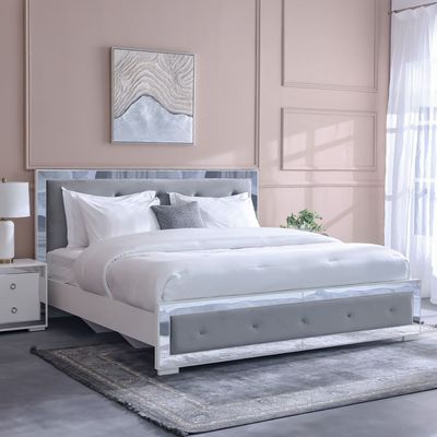 Ezekiel 200X200 Super King Bed - White / Silver