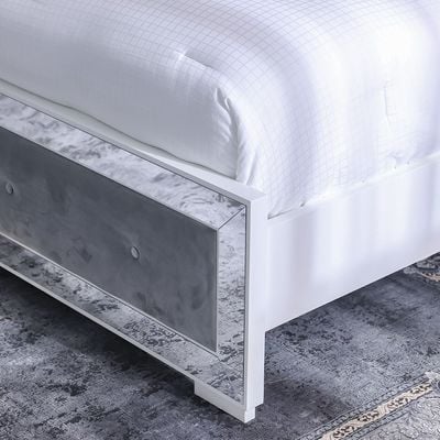 Ezekiel 200X200 Super King Bed - White / Silver