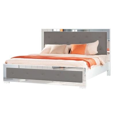 Ezekiel 200X200 Super King Bed - White / Silver